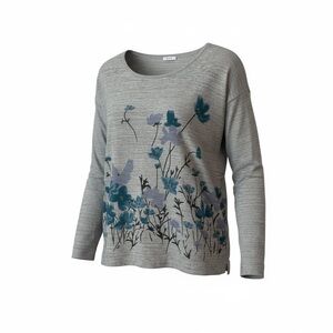 J. Jill Heather Gray Knit Top with floral accents. Size XL